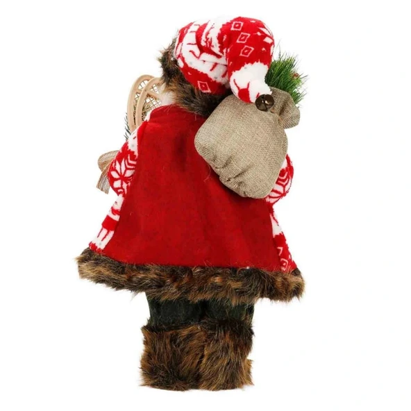 Kürklü Noel Baba Dekoratif Biblo 41 cm - Resim 4