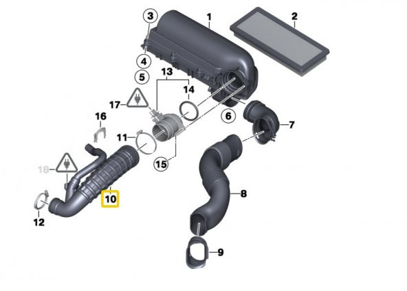 MİNİ R55 R56 VE R57 N14 MOTOR RAPRO HAVA AKIŞ HORTUMU 13717555784 - Resim 3