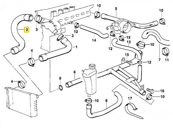 BMW E36 M50 VE M52 MOTOR RADYATÖR ALT HORTUMU 11531726344 - Resim 5