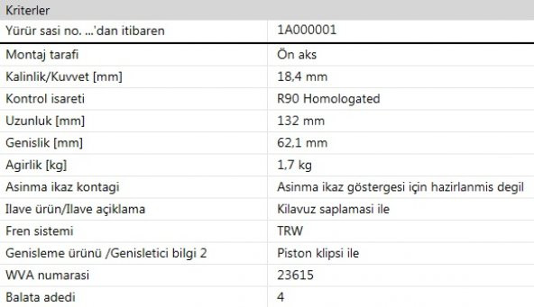 LAND ROVER FREELANDER I 1998 - 2006 ÖN BALATA TAKIMI LR021899 - Resim 3