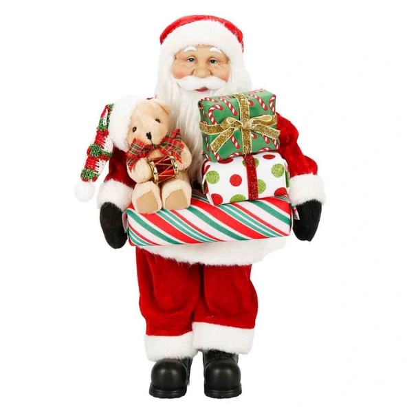 Hediye Paketi Taşıyan Noel Baba Dekoratif Biblo 45 cm - Resim 2