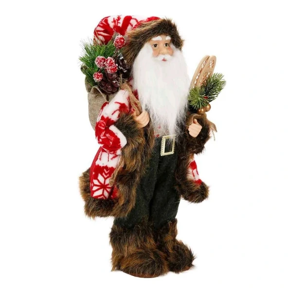 Kürklü Noel Baba Dekoratif Biblo 41 cm - Resim 2