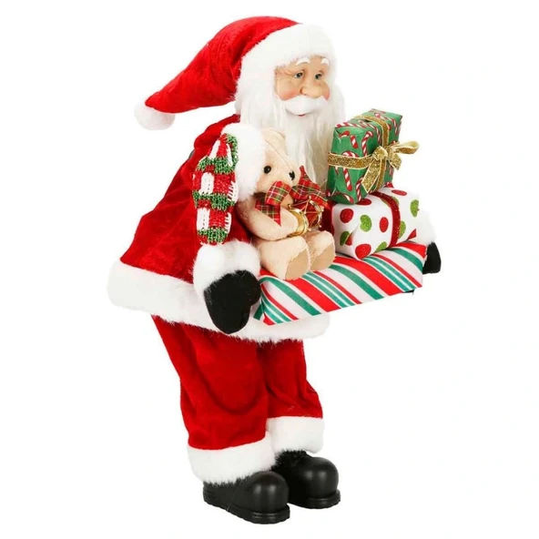 Hediye Paketi Taşıyan Noel Baba Dekoratif Biblo 45 cm - Resim 3