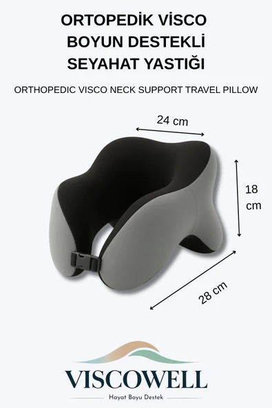 Ortopedik Visco Boyun ve Baş Destekli Seyahat Yastığı Uçak, Araba, Ev İçin Taşınabilir - Resim 6