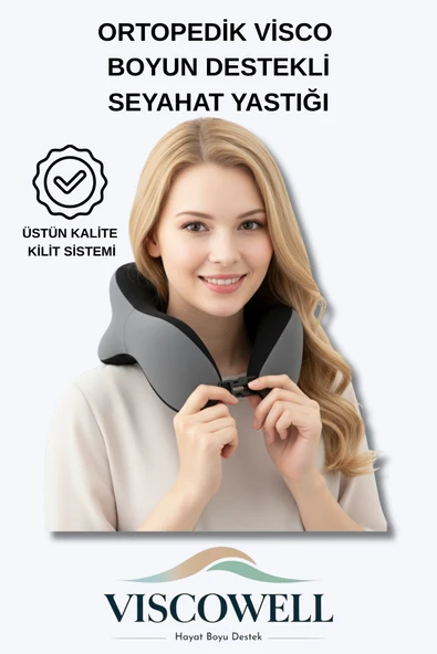 Ortopedik Visco Boyun ve Baş Destekli Seyahat Yastığı Uçak, Araba, Ev İçin Taşınabilir - Resim 4