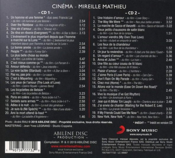 MIREILLE MATHIEU - CINEMA (2 CD) (2019) - 2