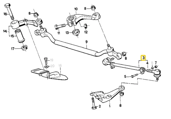 BMW E24 E28 E31 E32 VE E34 FROW KOMPLE YAN ROT 32211135666