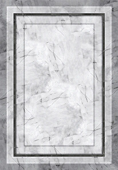 Gri Çerçeveli Mermer Desenli Dijital Baskılı Yıkanabilir Kaymaz Taban Halı 60 x 400 cm Gri - Resim 2