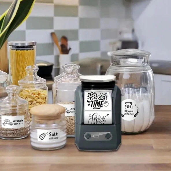 Siyah Kablosuz Portatif Etiket Yazıcısı - Resim 4