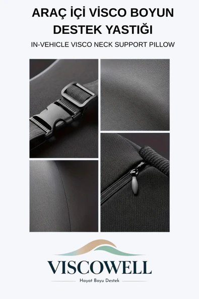 Araç İçi Visco Boyun Destek Yastığı Siyah - Resim 4