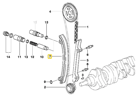 BMW E34 VE E36 M50 MOTOR FEBİ ALT TRİGER ZİNCİR KIZAĞI 1726503 - 5