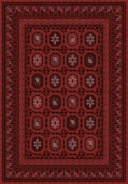 Bordo Afgan Desenli Dekoratif Kaymaz Taban Yıkanabilir Halı 160 x 230 cm Bordo - Resim 2
