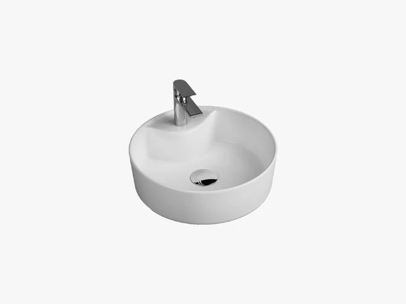 Tezgah Üstü Set Üstü Lavabo 45 Çap Delikli Yuvarlak Quarter Bath Round Line ürün görseli 1