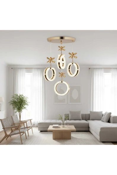 Marsel Lighting ALYA Model 4’lü Gold 3 Renk Modu Ledli Kristal Taşlı - Resim 4