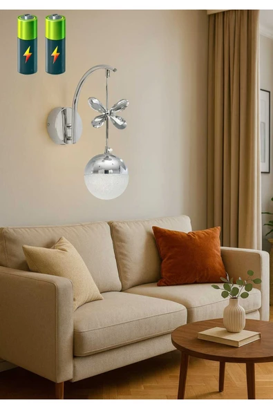 Marsel Lighting MARSEL PİLLİ KROM APLİK SARI RENK LED ISIKLIDIR ürün görseli 1