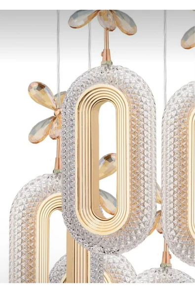 Marsel Lighting SERRA Led 8'li Gold 3 Renk Modu Ledli Modern Led Avize - Resim 5