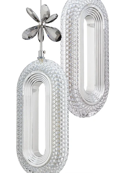 Marsel Lighting SERRA Model 2'li Gümüş 3 Renk Modu Ledli Modern Salon Mutfak Oturma Odası Led Avize - Resim 3