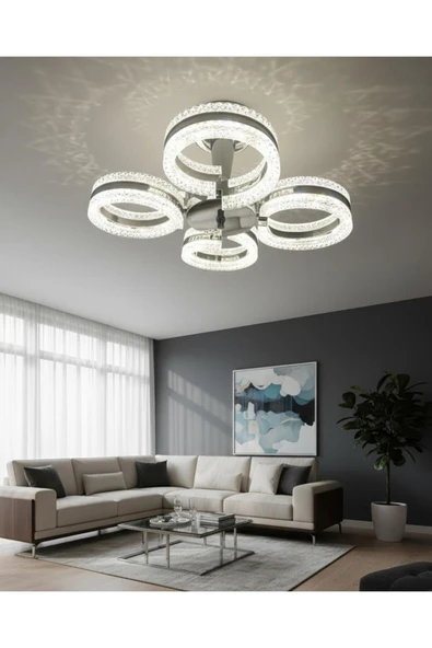 Marsel Lighting ALYA 4LÜ KROM AVİZE PLAFONYER 3 RENK LED SECENEKLİ SALON OTURMA ODASI AVİZE - Resim 3