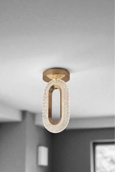 Marsel Lighting SERRA PLAFONYER Ledli Avize Tavana Sıfır Gold Sarı Gövde 3 Renk Modu Koridor yatak Odası Çocuk Odası - Resim 3