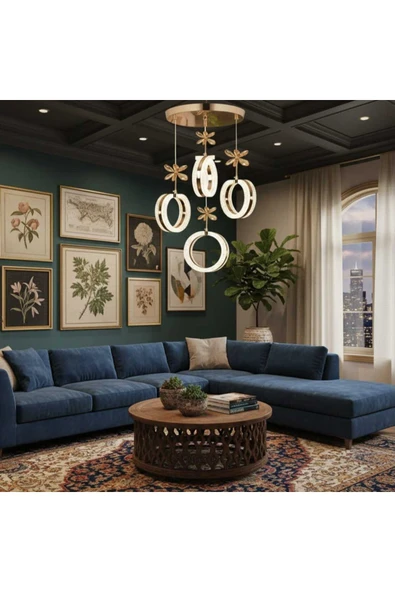 Marsel Lighting ALYA Model 4’lü Gold 3 Renk Modu Ledli Kristal Taşlı - Resim 2