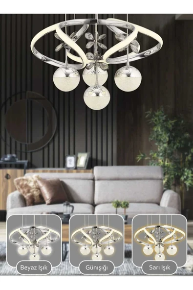 Marsel Lighting DAMSEL 4 TOPLU AVİZE SALON OTURMA ODASI AVİZE 3 RENK LED SECENEKLİ KUMANDALI AVİZE - Resim 2