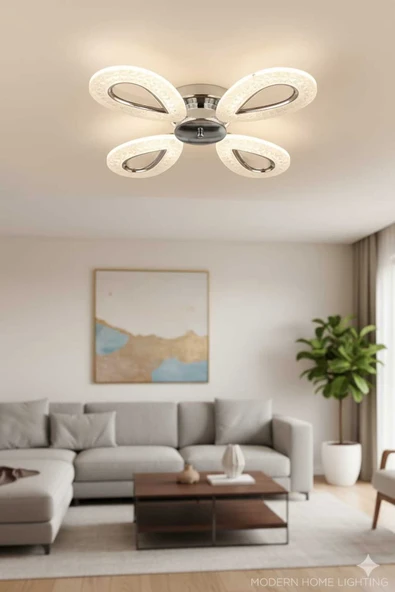 Marsel Lighting yagmur 4lu krom avize salon oturma odası avize 3 renk led avize ürün görseli 1