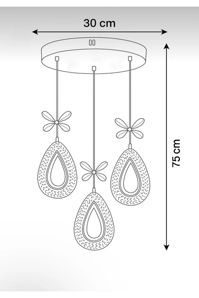 Marsel Lighting YAGMUR Model 3'lü Gold 3 Renk Modu Ledli Modern Salon Mutfak Oturma Odası Led Avize - Resim 5