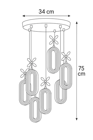 Marsel Lighting SERRA Model 6'lı Gold 3 Renk Modu Ledli Modern Salon Mutfak Oturma Odası Led Avize - Resim 3