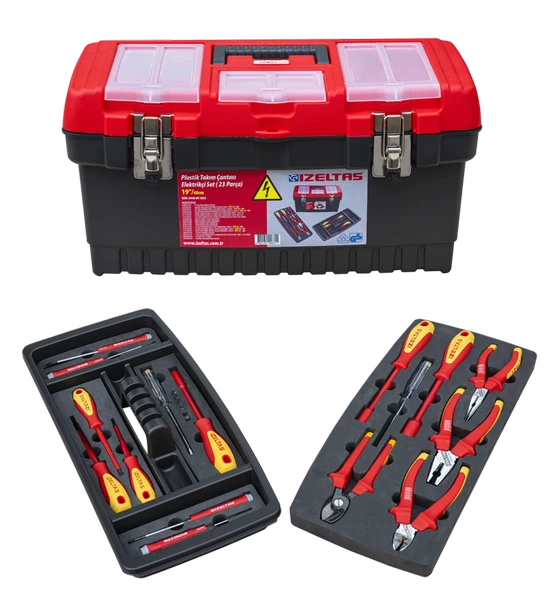 İzeltaş 19" Plastik Takım Çantası Elektrikçi Set (23 Parça) Dolu 8440 00 1023 ürün görseli 1