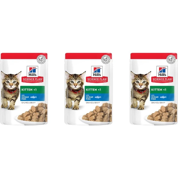 Hill’s Science Plan Pouch Okyanus Balıklı Yaş Yavru Kedi Maması – 3X85 gr ürün görseli 1