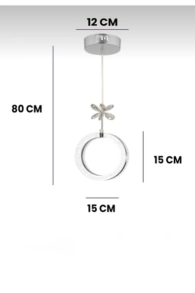 Marsel Lighting Alya Model Gümüş 3 Renk Modu Ledli Modern Salon Mutfak Oturma Odası Sarkıt Led Avize - Resim 3