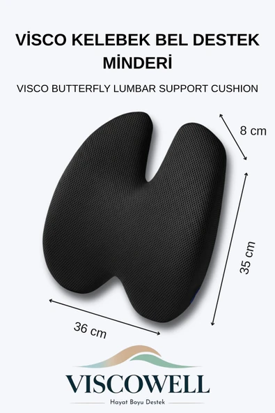 Visco Kelebek Bel Destek Minderi Visco Sırt Minderi Ofis, Ev, Araç Bel Destek Minderi - Resim 7