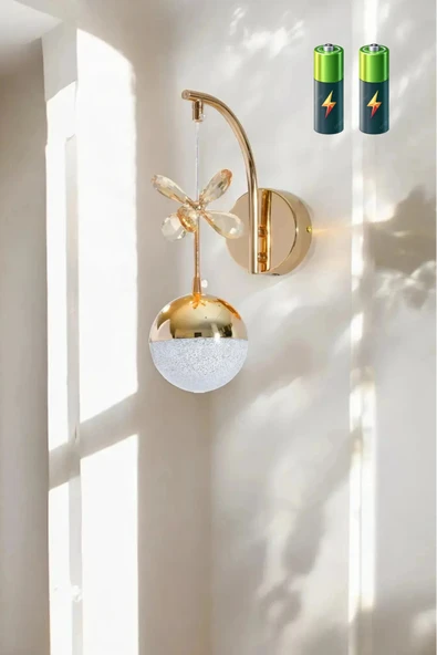 Marsel Lighting FİONA Model Gold Kaplama BEYAZ RENK LED ISIKLI Oturma Yatak Mutfak Çocuk Odası Duvar Led Pilli Aplik ürün görseli 1