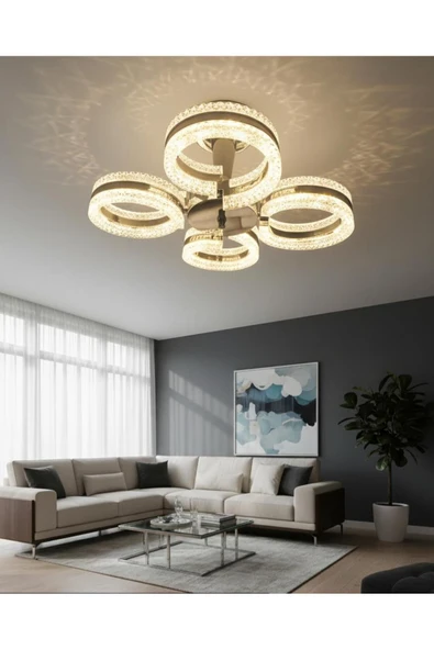 Marsel Lighting ALYA 4LÜ KROM AVİZE PLAFONYER 3 RENK LED SECENEKLİ SALON OTURMA ODASI AVİZE - Resim 4
