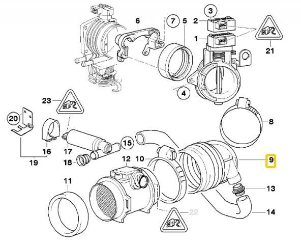 BMW E38 VE E39 M52 MOTOR RAPRO HAVA AKIŞ KÖRÜĞÜ 13541740931 - Resim 2