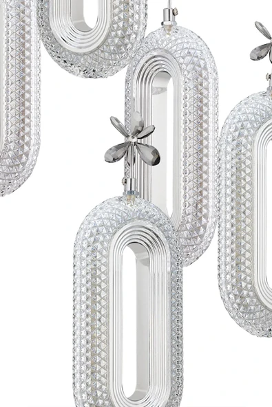 Marsel Lighting SERRA Model 5'li Krom3 Renk Modu Ledli Modern Salon Mutfak Oturma Odası Led Avize - Resim 3