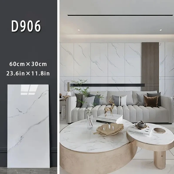 Beyaz Mermer Desenli Alüminyum Plastik Duvar Stickerı - Resim 5