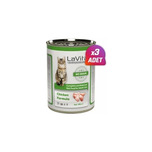La Vital 3 Adet -  Adult Tahılsız Tavuklu Yetiskin Kedi Konservesi 400 gr ürün görseli 1