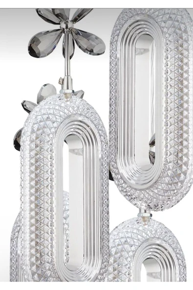 Marsel Lighting SERRAModel 8'li Krom 3 Renk Modu Ledli Modern Salon Mutfak Oturma Odası Led Avize - Resim 4