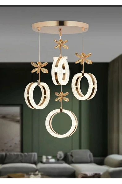 Marsel Lighting SEREIN 4LU GOLD AVİZE SALON OTURMA ODASI AVİZE - Resim 4