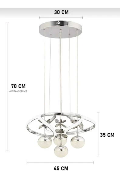 Marsel Lighting DAMSEL 4 TOPLU AVİZE SALON OTURMA ODASI AVİZE 3 RENK LED SECENEKLİ KUMANDALI AVİZE - Resim 3