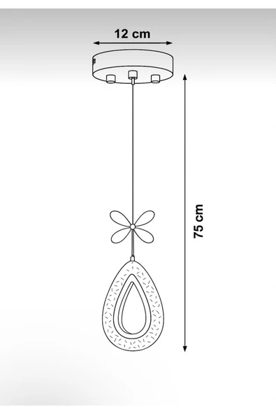 Marsel Lighting YAGMURModel Krom 3 Renk Modu Ledli Kristal Taşlı Modern Salon Mutfak Oturma Odası Led Avize - Resim 4