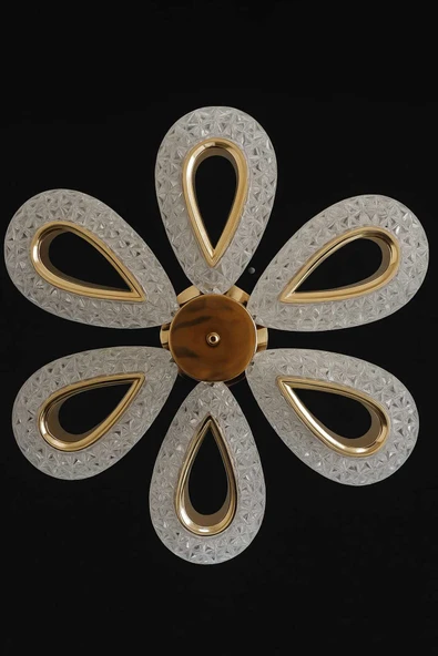 Marsel Lighting DAMLA 6LI GOLD PLAFONYER AVİZE 3 RENK LED SECENEKLİ AVİZE - Resim 2