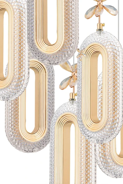 Marsel Lighting SERRA Model 6'lı Gold 3 Renk Modu Ledli Modern Salon Mutfak Oturma Odası Led Avize - Resim 4