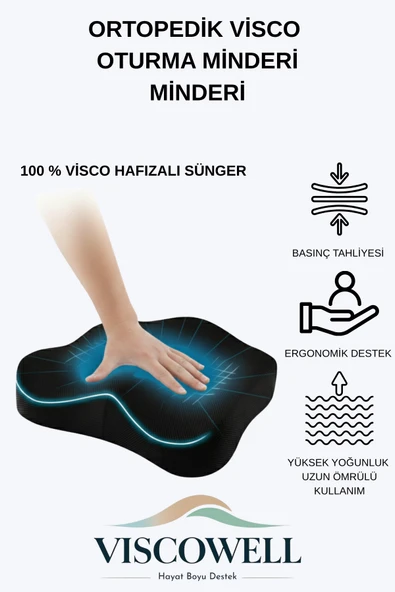 Ortopedik Visco Oturma Minderi Oturma Simidi Minderi Kuyruk Sokumu Koltuk Yastığı - Resim 5