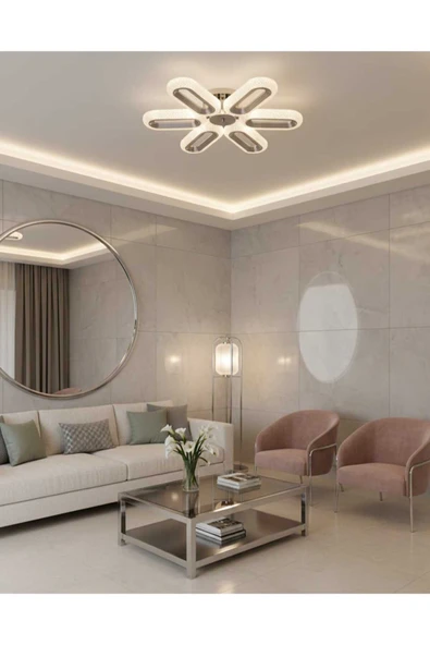 Marsel Lighting SERRA 6LI KROM AVİZE 3 RENK LED SECENEKLİ SALON OTURMA ODASI AVİZE - Resim 3