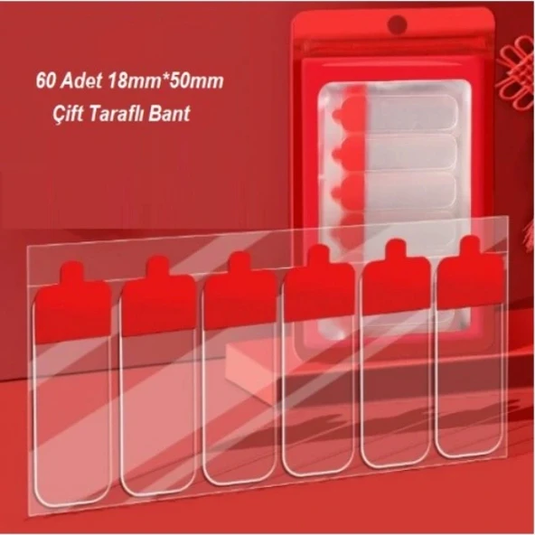 60 Parça Kolay Açılır Güçlü Çift Taraflı Bant 18mmx50mm ürün görseli 1
