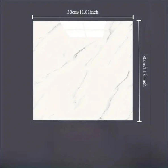 Beyaz Mermer Desenli Alüminyum Plastik Duvar Sticker (30x30) - Resim 5