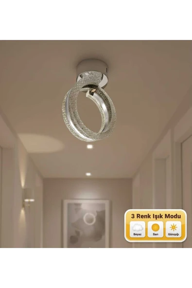 Marsel Lighting alya teki krom avize 3 renk led secenekli avize ürün görseli 1