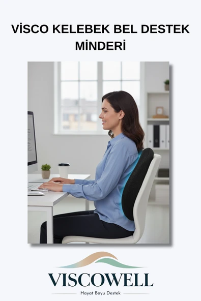 Visco Kelebek Bel Destek Minderi Visco Sırt Minderi Ofis, Ev, Araç Bel Destek Minderi - Resim 3